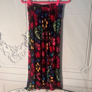 Citiknits Slinky Floral Multicolor Maxi A-Line Skirt Size Medium